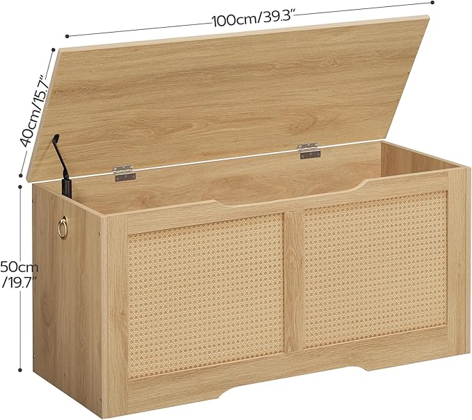 HOOBRO Storage Bench, 39.3" Toy Box, Rattan-Like Storage Chest, Sturdy Entryway