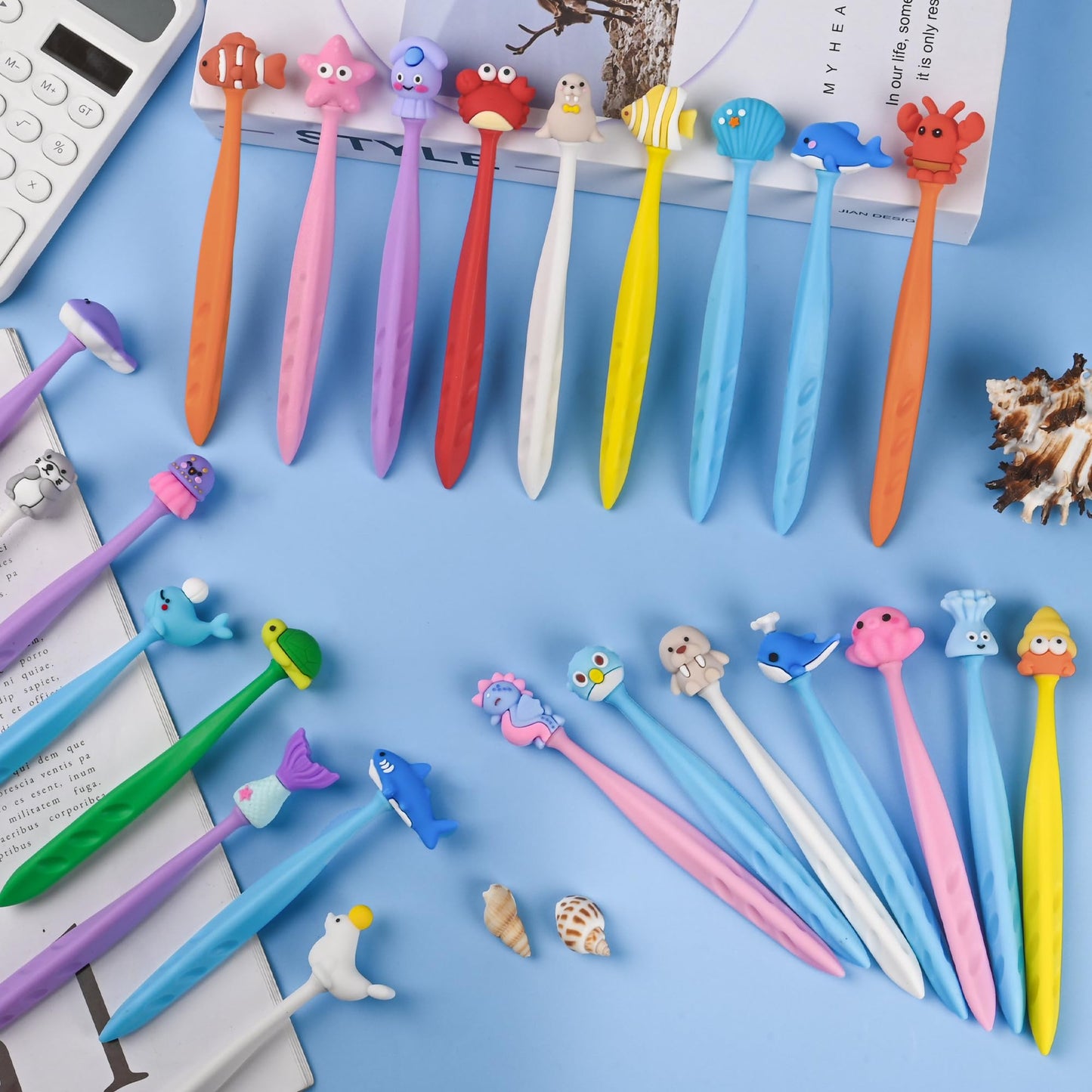 48 Pcs Cute Under the Sea Bobblehead Eraser for Pencils Kawaii Erasers Cute Supplies Fun Dolphins, Sea Lions, Whales, Seals Erasers Supplies Birthday Classroom Gifts