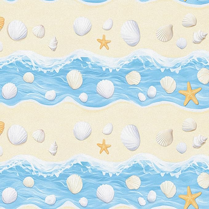 HOMETITUTE Starfish and Seashell Pattern Wallpaper Peel and Stick Self Adhesive