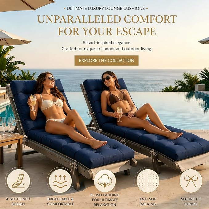 Chaise Lounge Cushion Outdoor, Waterproof Thick Patio Lounge Chair Cushion