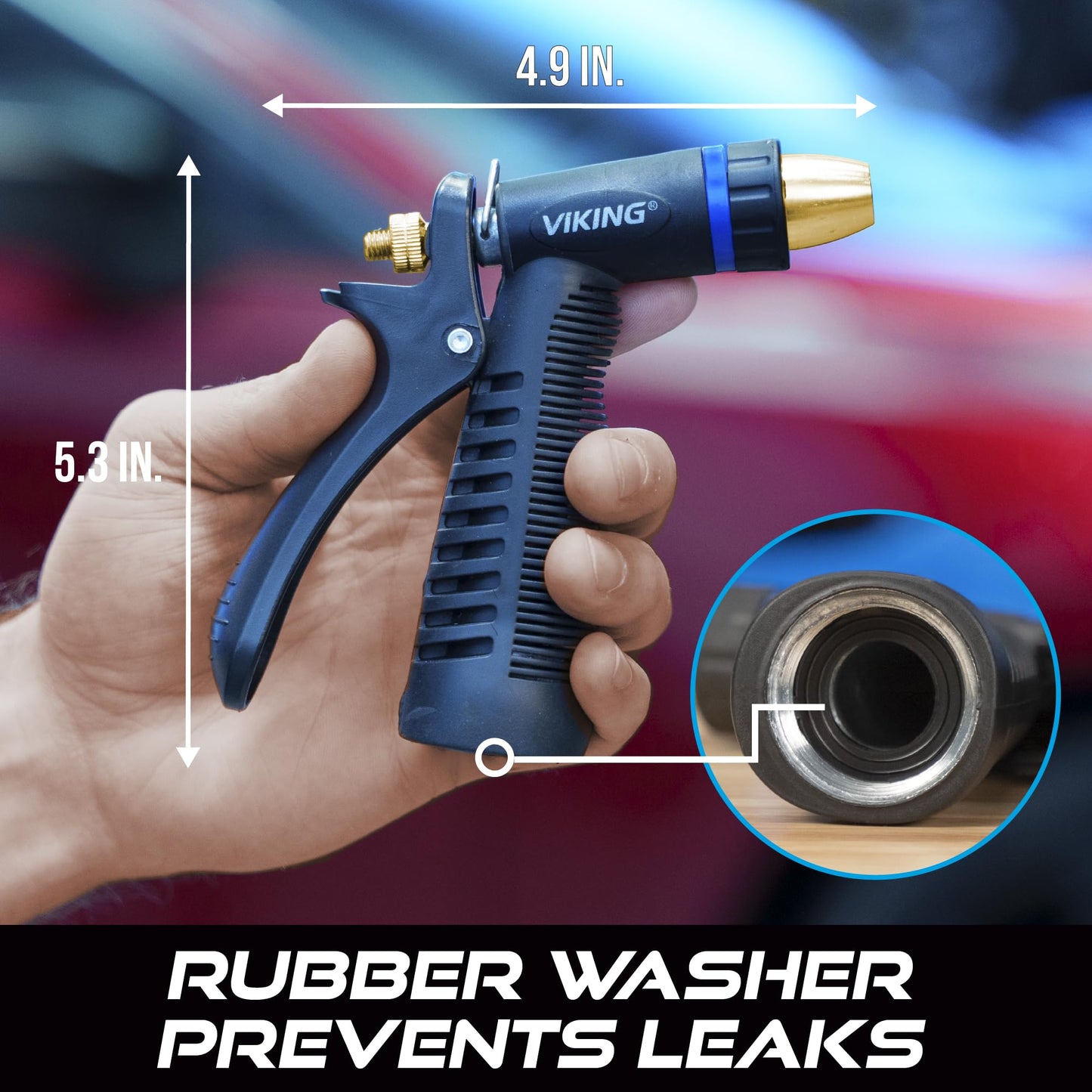 VIKING Hose Nozzle, Garden Hose Nozzle, Adjustable and Heavy Duty for Washing Car, Watering Plants, Washing Pets, and Home Use, 2 Pack