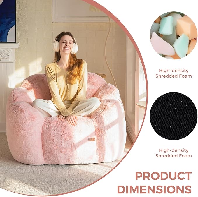 MAXYOYO Bean Bag Chair for Adults, Floral Shaped Bean Bag Sofa, Ultra Soft Faux