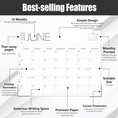 GuassLee Desk Calendar 2026, 12-Month Desk Calendar from January. 2026 to December. 2026, 14" X 11" Monthly Desk Planner, Table Desk Top Calendar with Thick Paper for Office Home Planning & Organizing
