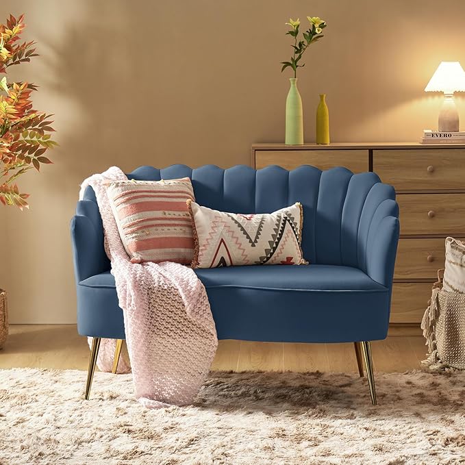 HULALA HOME Modern Velvet Loveseat Sofa