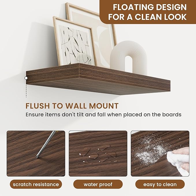 fuqing Floating Shelves for Wall, Wall Mounted Wood Floating Shelf