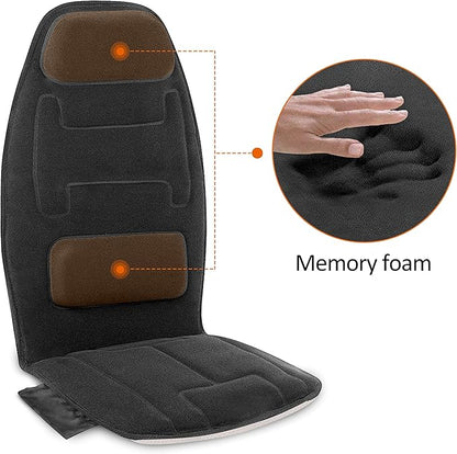 Snailax Vibration Back Massager with Heat, Massage Chair Pad with Neck Lumbar Memory Foam, 10 Vibration Motors,5 Modes, Gifts, No shiatsu
