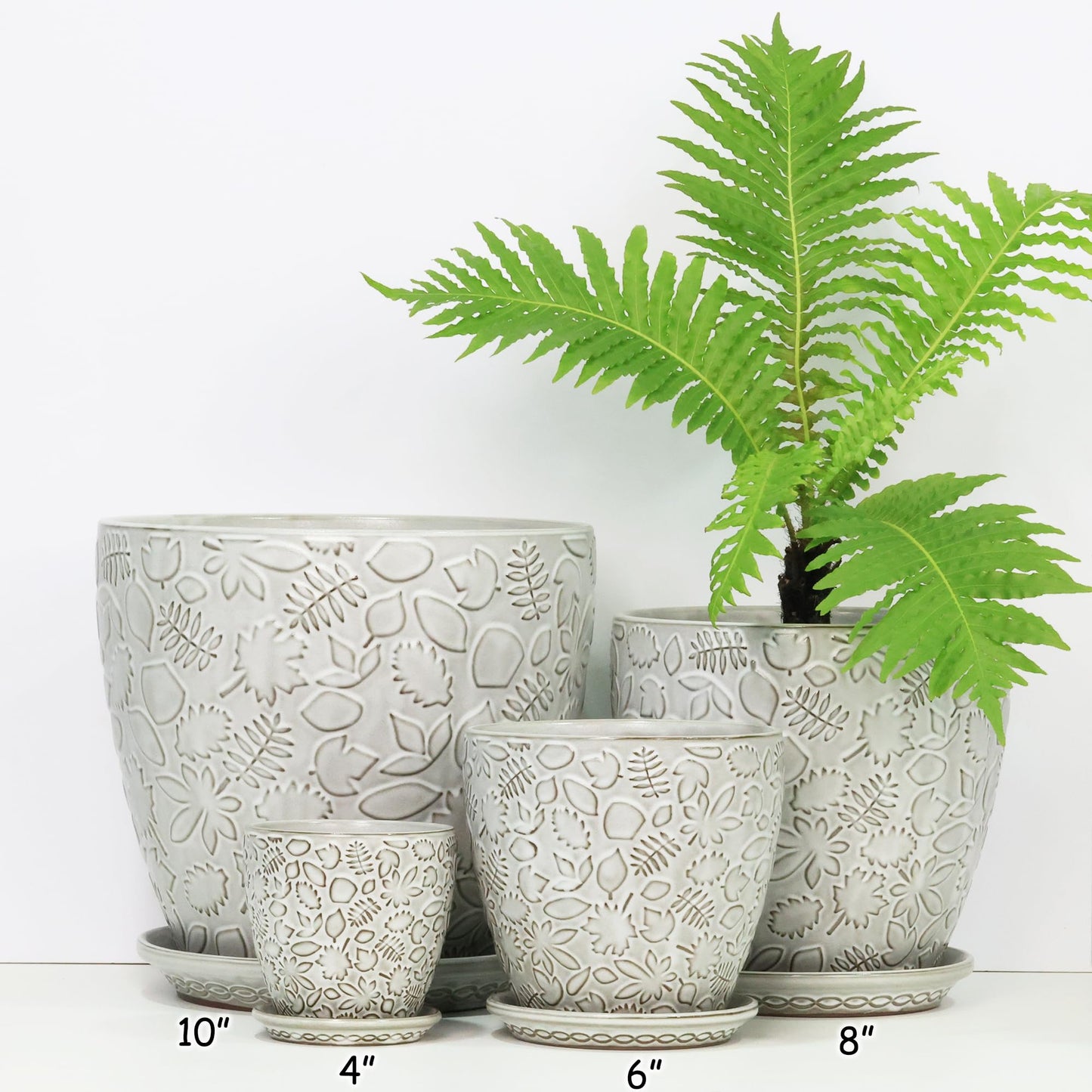 Bestseler 10inch Retro Ceramic Planter with Drainage Hole and Saucer for Multiple Plants, Indoor-Outdoor Garden Pots for Succulent, Orchid, and Flower (Fits Inner Pots Up to 9 Inch, Retro White)