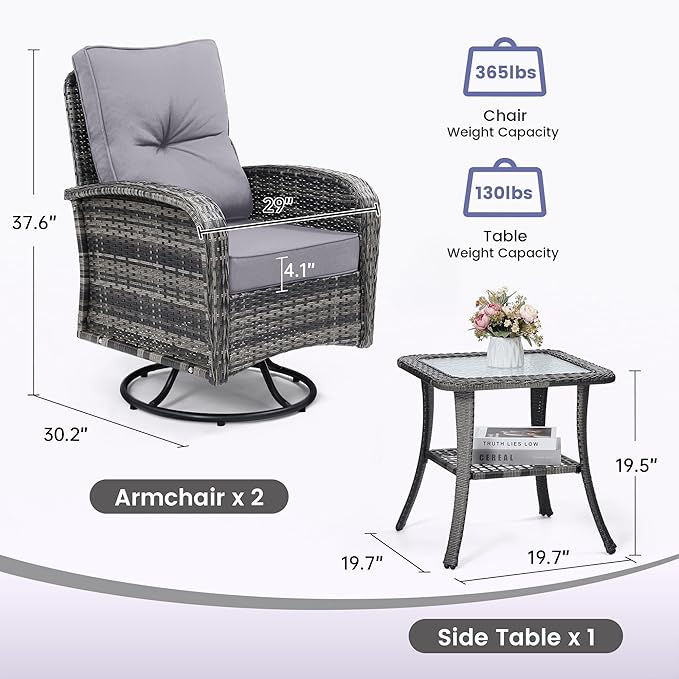 wildformers Luxury Outdoor Swivel Wicker Glider Patio Chairs