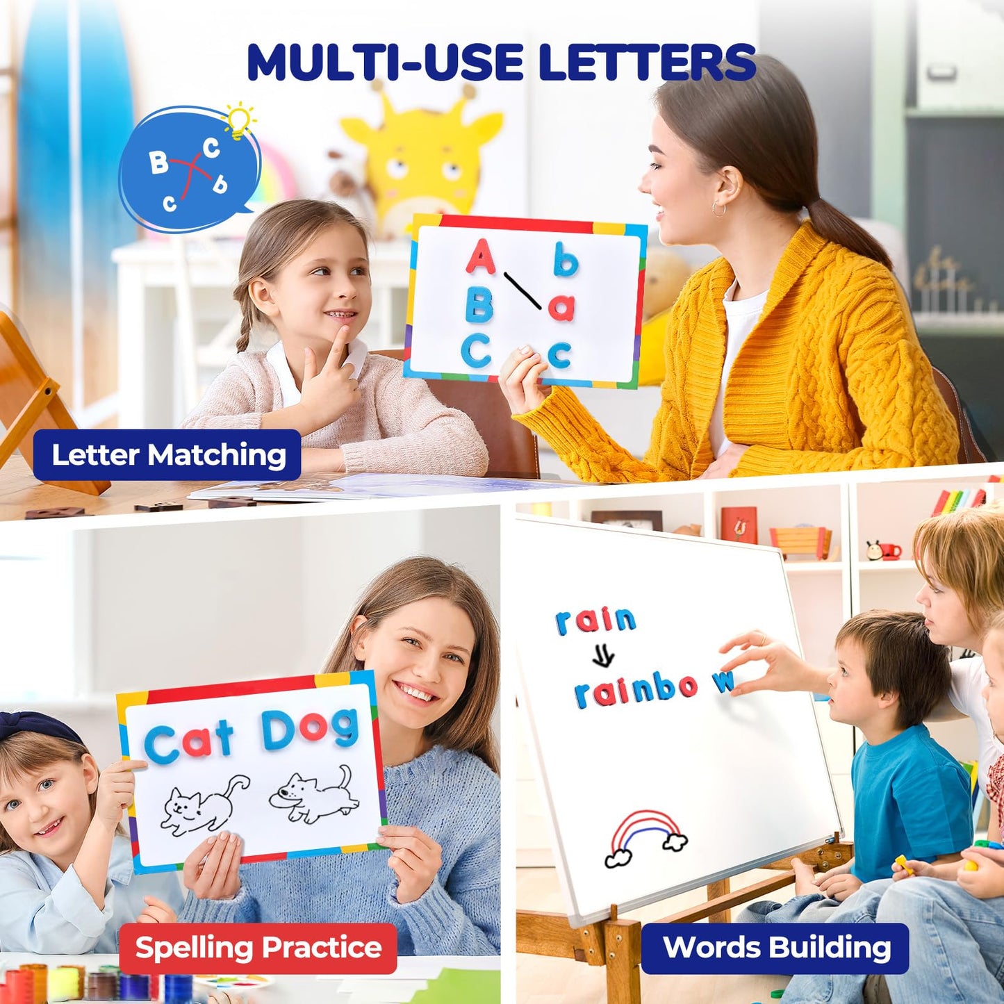 JoyCat Classroom Magnetic Letters Kit 238 Pcs with Double-Side Magnet Board - Foam Fridge Alphabet Letters for Kids Spelling and Learning
