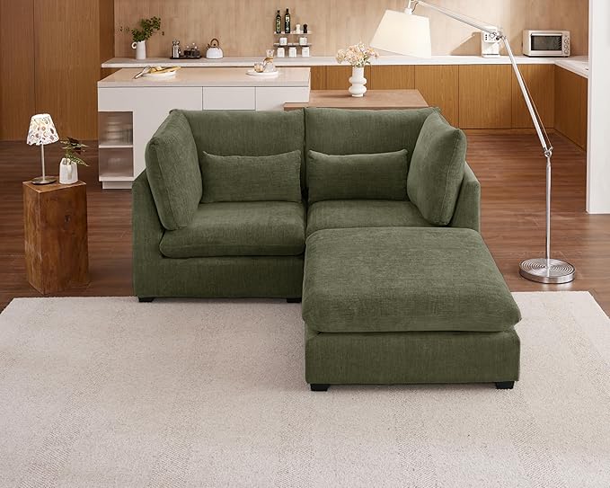 77" Oversized Chenille Couch Modular Sectional Sofa, Washable Cloud Couch