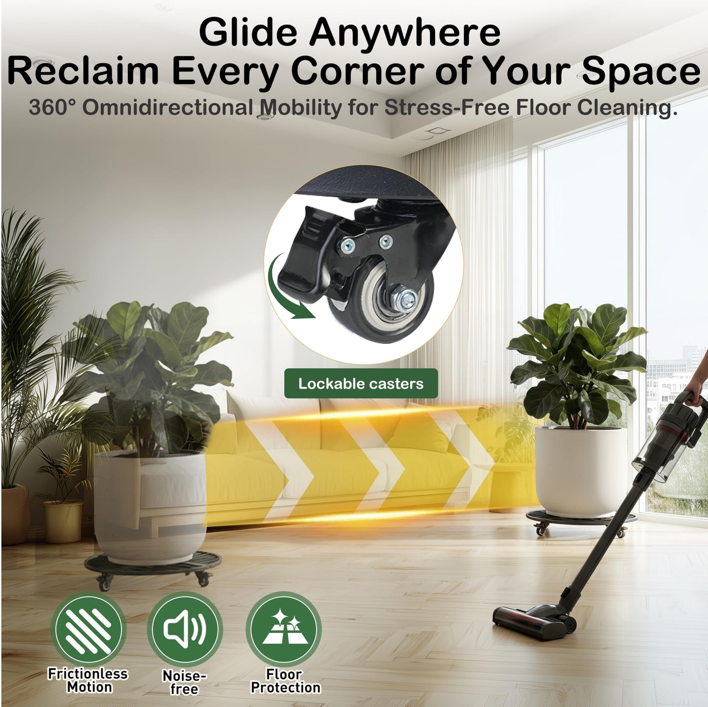 22" Round Metal Plant Caddy with Wheels Heavy Duty, 600lbs Capacity Rust-Proof Plant Stand with Lockable Caster Wheels, Rolling Plant Dolly for Large Planter Pots & Heavy Objects, Indoor Outdoor