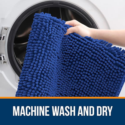 OLANLY Bathroom Runner Rugs 47x20, Soft Absorbent Chenille Bath Rugs, Rubber Backing Quick Dry, Machine Washable Long Bath Mats for Bathroom Floor, Tub and Shower, Home Decor Accessories, Royal Blue