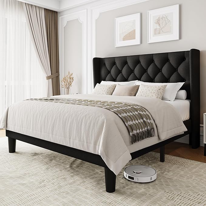 Einhomn Black Queen Size Platform Bed Frame