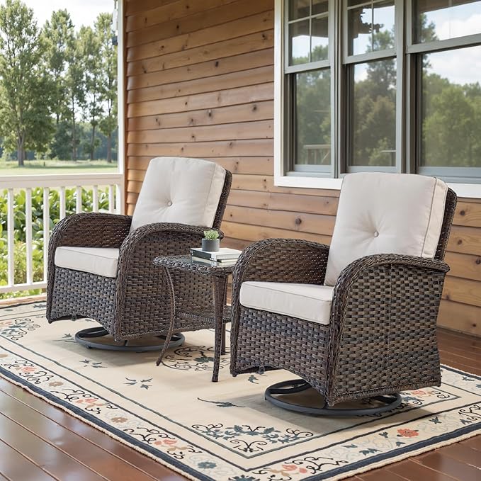 Belord Patio Wicker Chairs Swivel Rocker