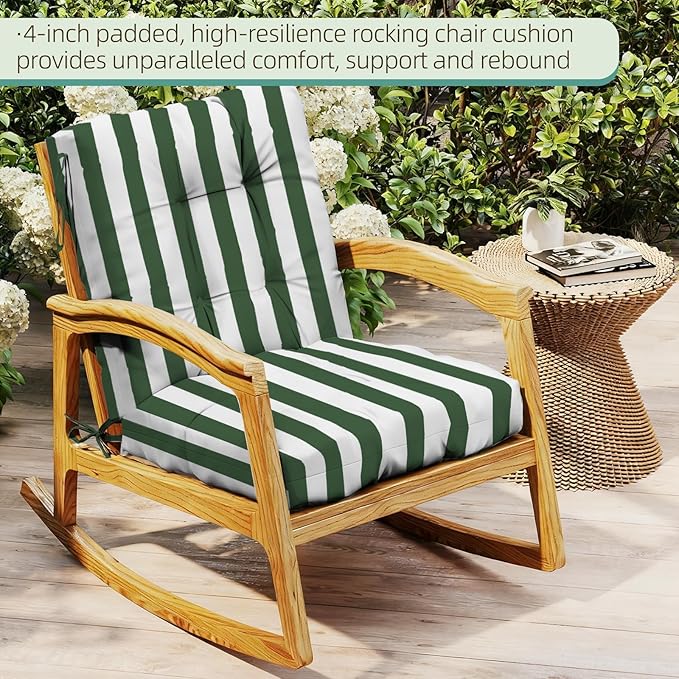 Outdoor Chair Cushions Set of 2, High Back Soft Seat Pad, Indoor Outside Use