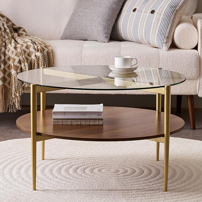 LumFurn Round Coffee Table, Mid-Century Modern Design, D30“ x H17”,