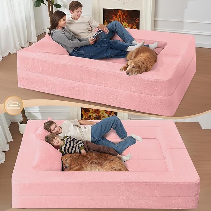 Futon Sofa Bed with Pillow, 3-in-1 Sleeper Sofa Bed with Removable Cover