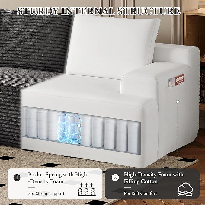 96" Sectional Couches for Living Room Cloud Couch Sofa