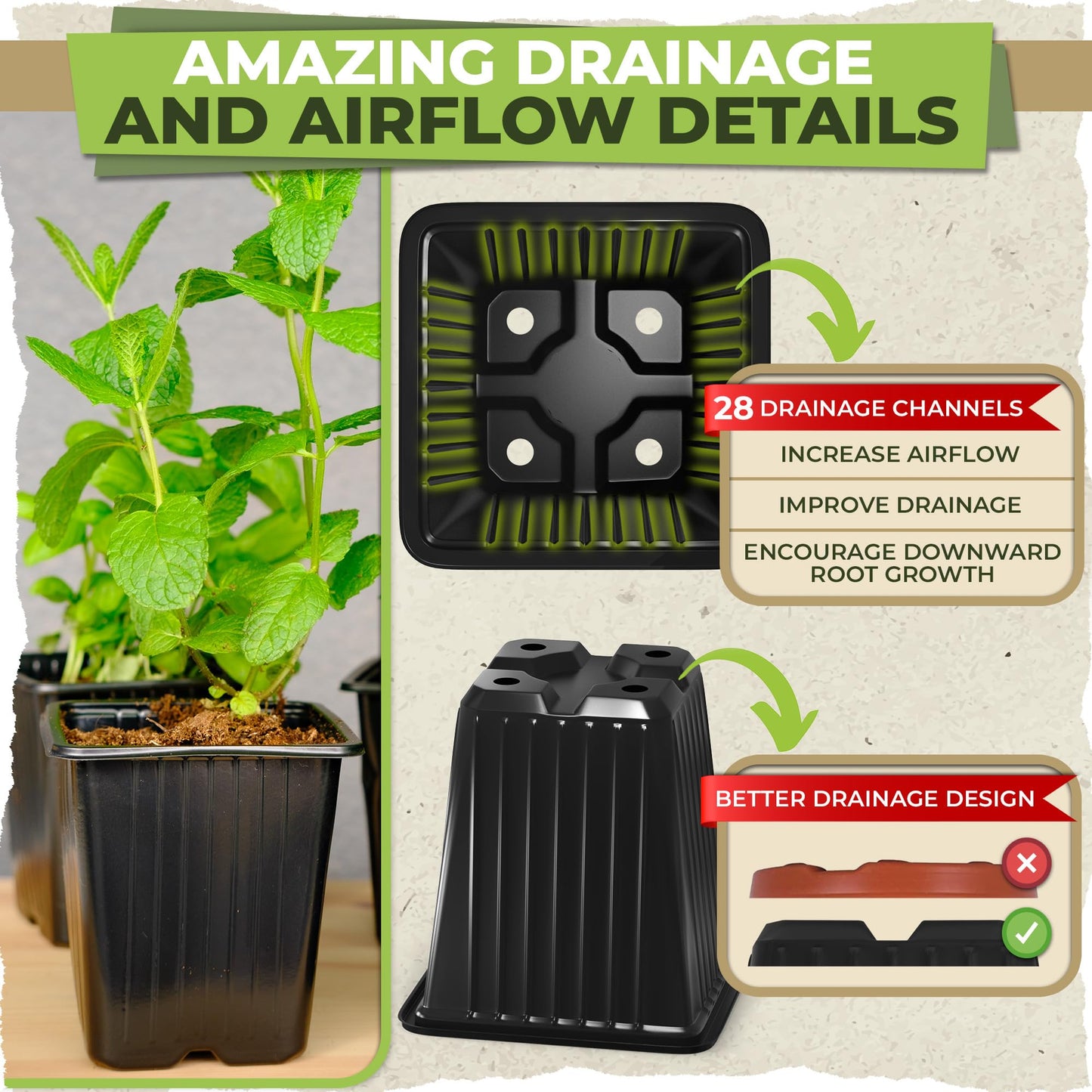 Carpathen Indoor Greenhouse with Grow Lights and 60 Nursery Pots Pack - 4 Tiers 27.2"L x 19.3"W x 54"H with 2 Dimmable Full Spectrum Light Strips and Spectrum Control - Mini Greenhouse with PVC Cover