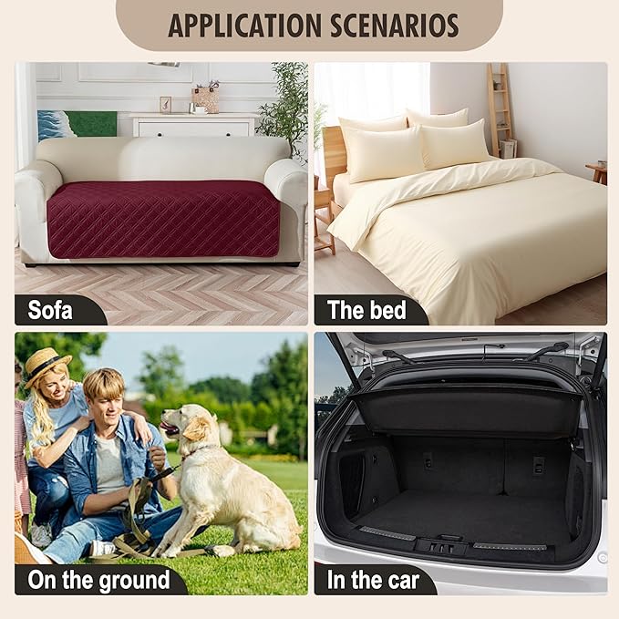 Genina Waterproof Couch Cover, Washable Anti-Slip 78inch Sofa Covers
