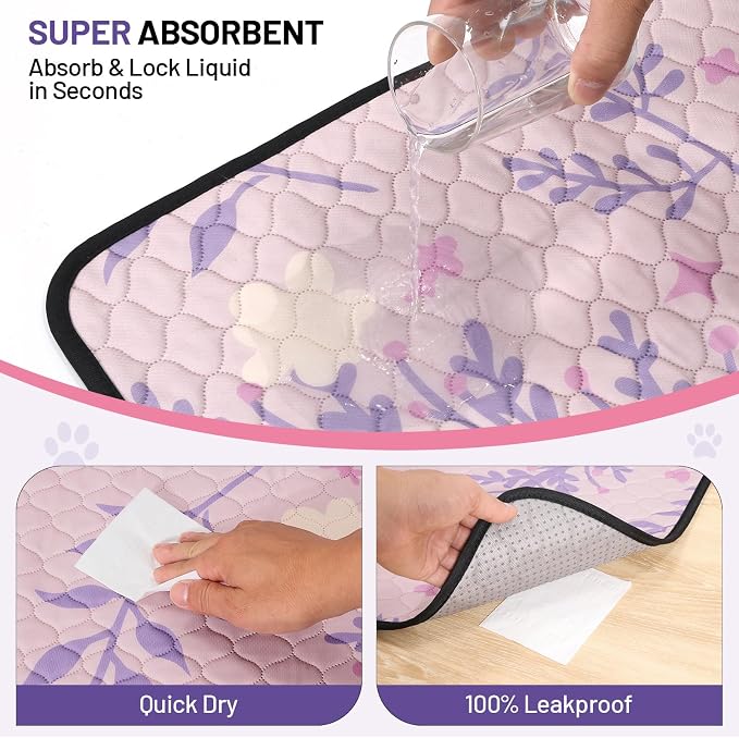 Washable Dog Pee Pads - Absorbent Reusable Puppy Training Pads, Waterproof Leak - Proof & Non - Slip for Crate Whelping Potty Training 36x41 (Pack of 2)