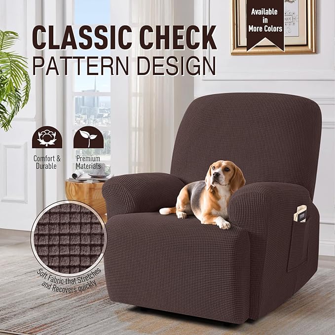 TAOCOCO Recliner Cover 4-Pieces, Recliner Stretch Sofa Slipcover, Recliner