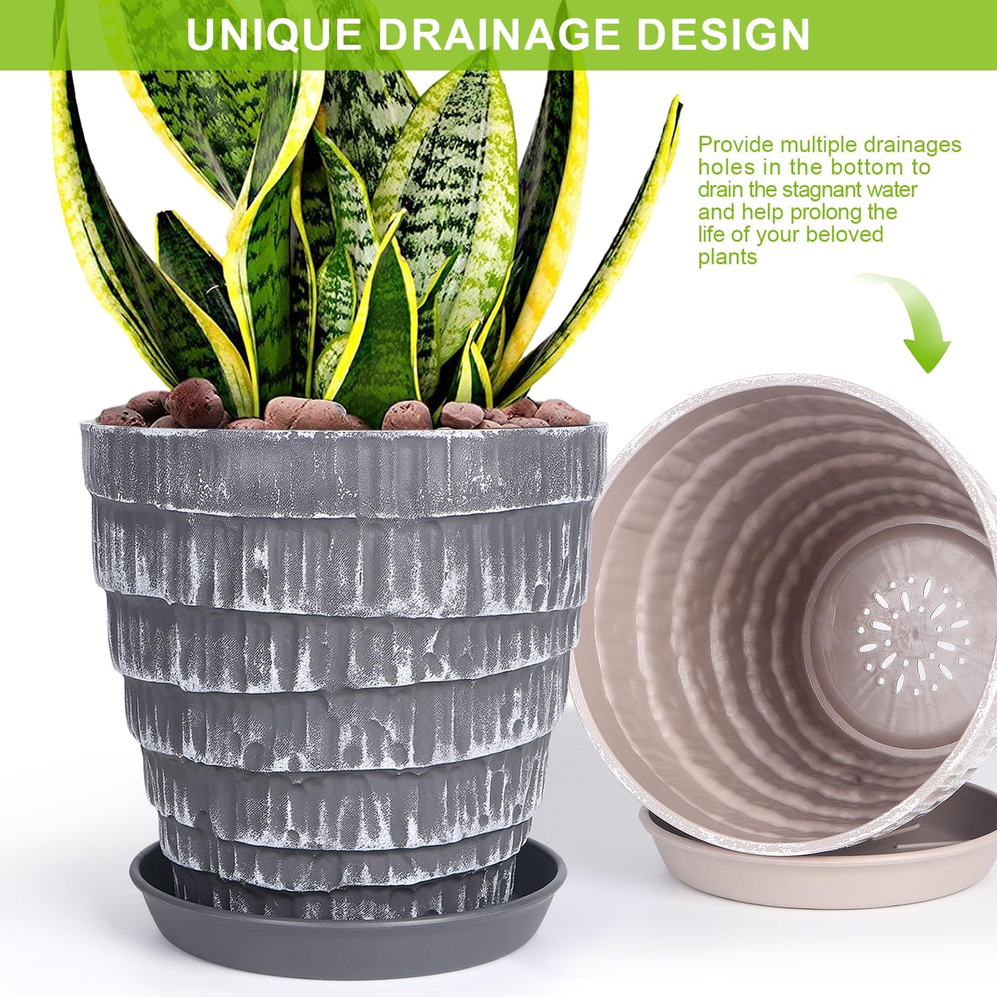 Horse Plant Pots, Flower Pots Outdoor Planter Planting for All Home Gardens Succulents (Two Color Imitation Cement)