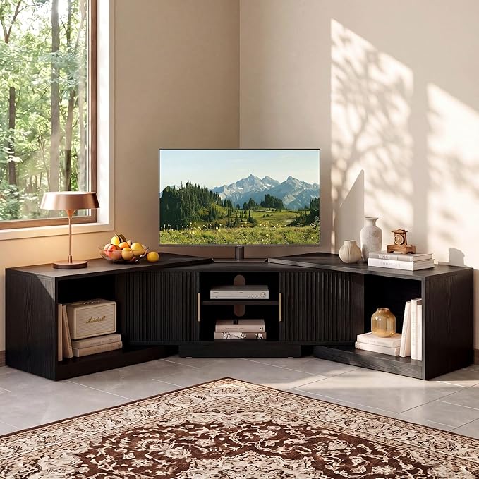 IRONCK TV Stand for 55-80 Inches TVs, Extendable Corner Entertainment Center