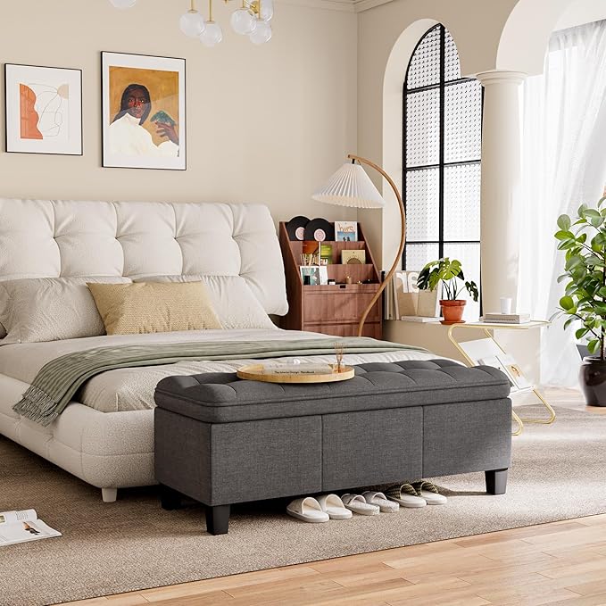 YESHOMY 47 Inches Ottoman with Storage, Storage Bench with Legs, Ottomans