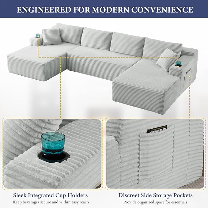133" Sectional Couches for Living Room Cloud Couch Sofa