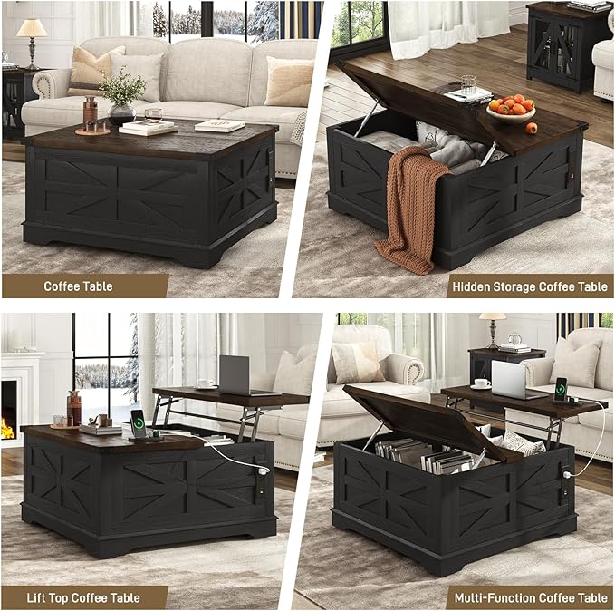 Hlivelood 36" Farmhouse Movable Lift Top Coffee Table