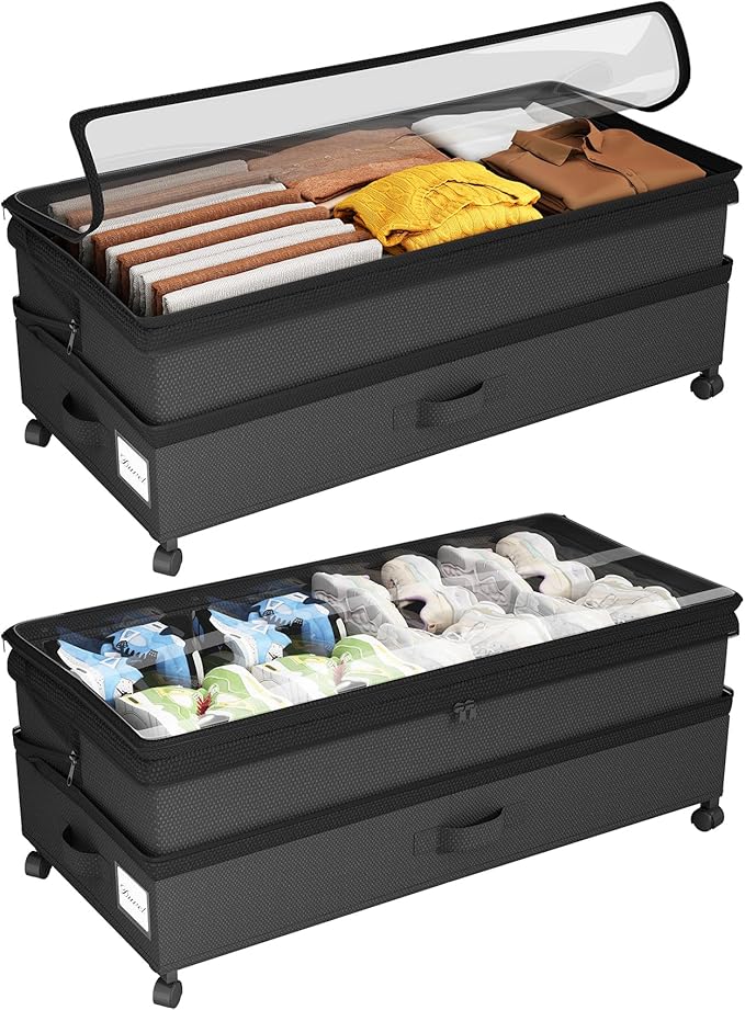 Kitstorack 2Pack Height-adjustable Under Bed Storage