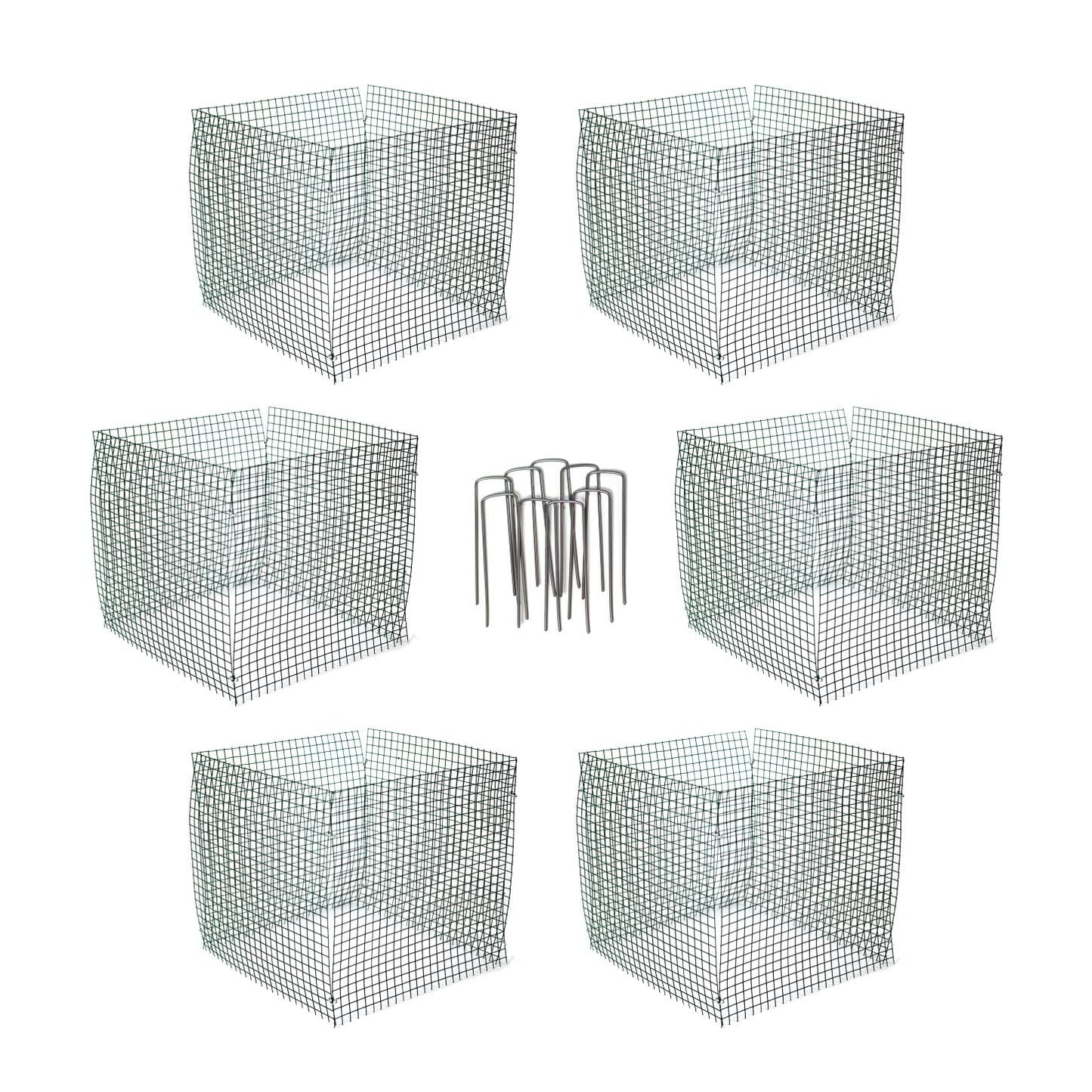 6 New Small Wire Plant Protectors, 12" Square, 12" high (Vinyl Coated Rust Resistant Wire)