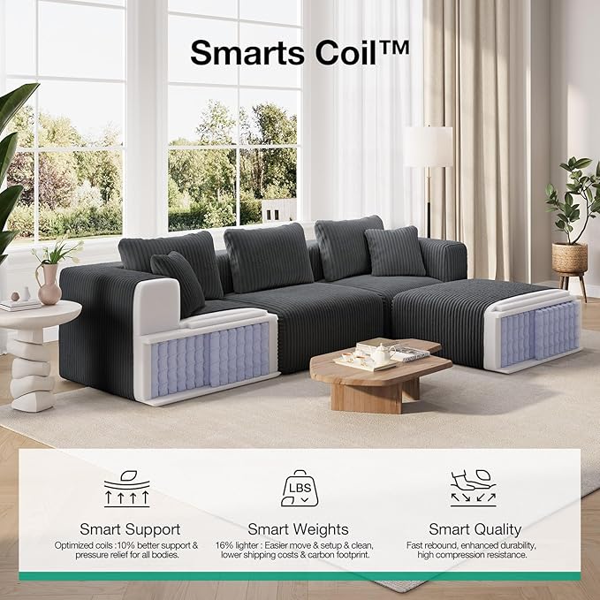 Novilla 106" Modular Sectional Sofa, Modern Cloud Sectional Couch
