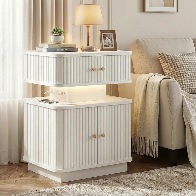 Night Stand Set 2, LED Nightstand, Bedroom Night Stand