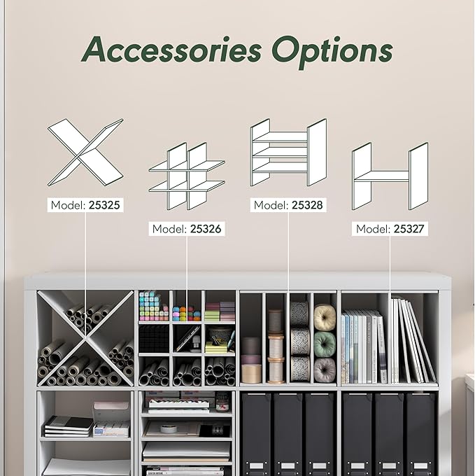 Furinno Cubicle Cube Insert, H-Shelf Cube Organizer, 2-Tier Shelf Accessory