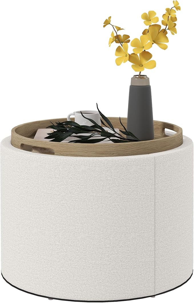 HOMCOM Round Storage Ottoman