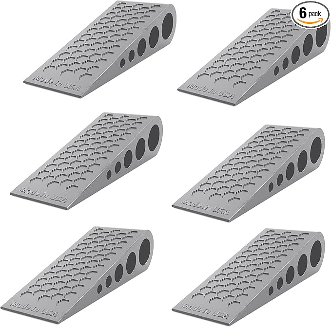 Door Stoppers for Bottom of Door Premium Floor Rubber Door Stop Wedge Made in USA Heavy Duty Honeycomb Design for Carpet, Tile, Ideal for Home, School, Commercial, Gray 6 Pack