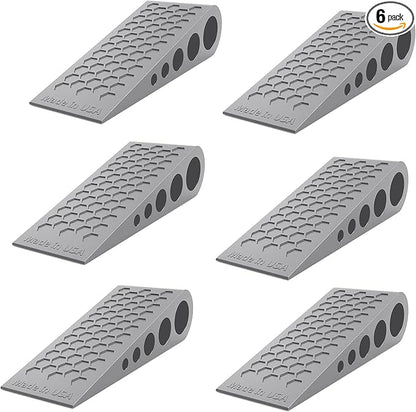 Door Stoppers for Bottom of Door Premium Floor Rubber Door Stop Wedge Made in USA Heavy Duty Honeycomb Design for Carpet, Tile, Ideal for Home, School, Commercial, Gray 6 Pack