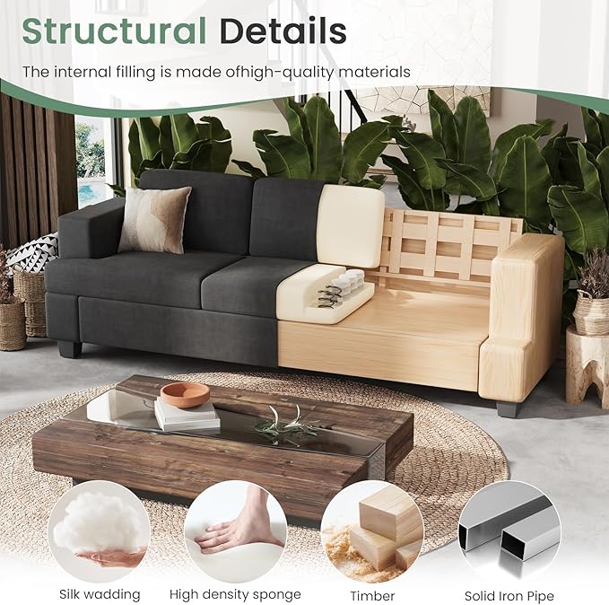 YOUDENOVA Sofa, 3 Piece Set Comfy Sofa, Loveseat & 2 3-Seater Couch