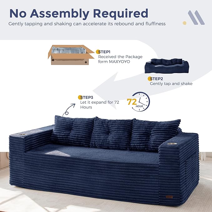 MAXYOYO 79" Oversized Boneless Loveseat Sofa Couch