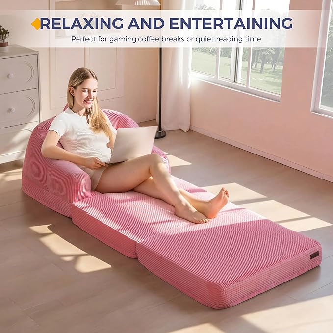 MAXYOYO Folding Sofa Bed with Backrest, Boneless Fold Out Couch Bed with Handle