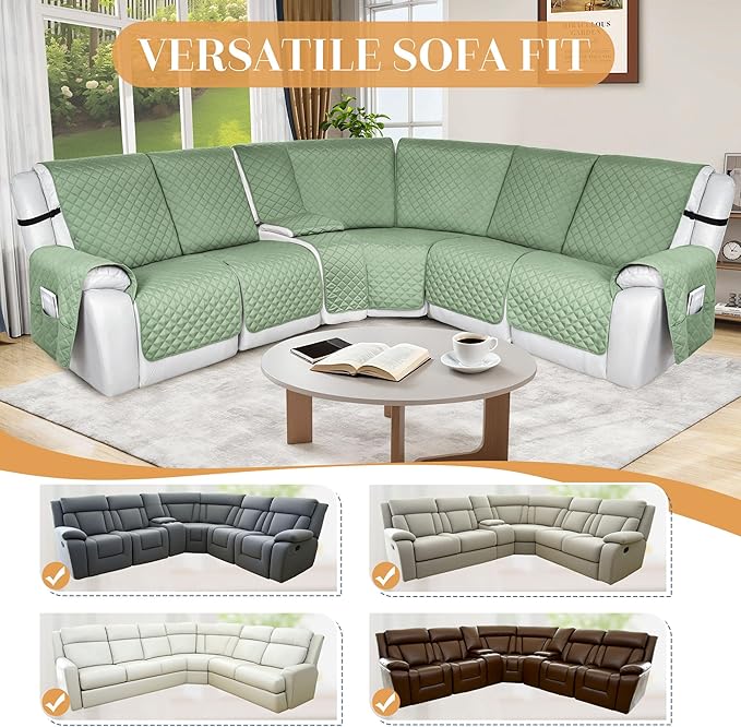HDCAXKJ 100% Waterproof Reclining Sectional Couch Covers L Shape Recliner Sofa