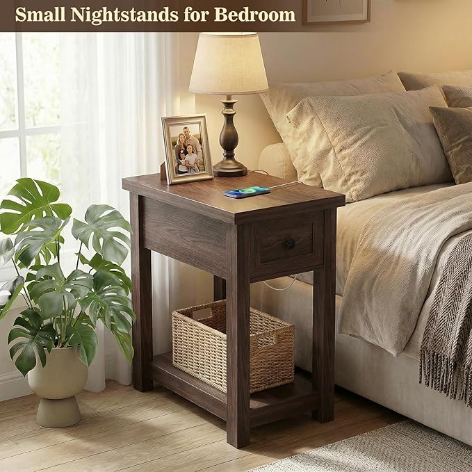 Armocity Narrow End Table with Charging Station
