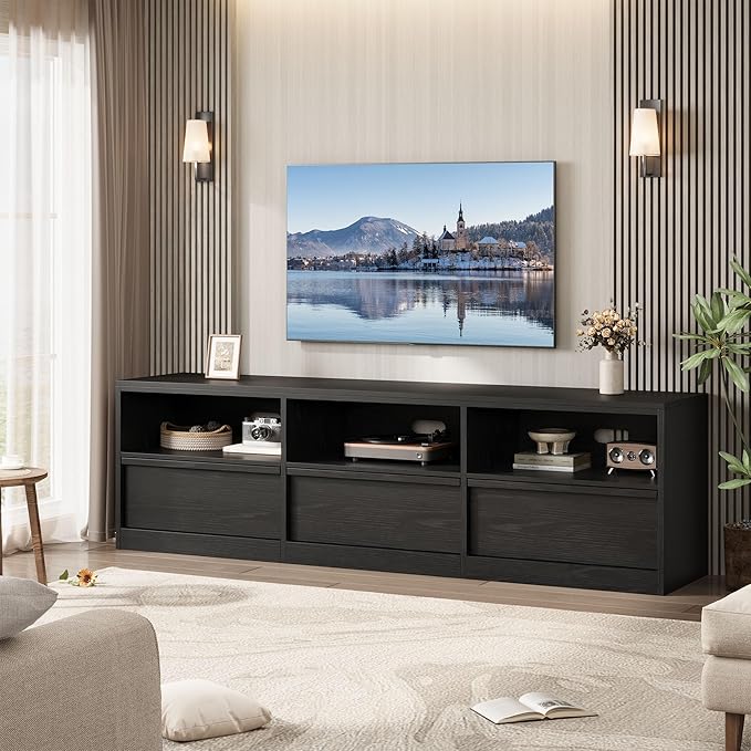 GarveeHome 70 in TV Stand for TVs up to 85 in, Mid Century Modern Entertainment