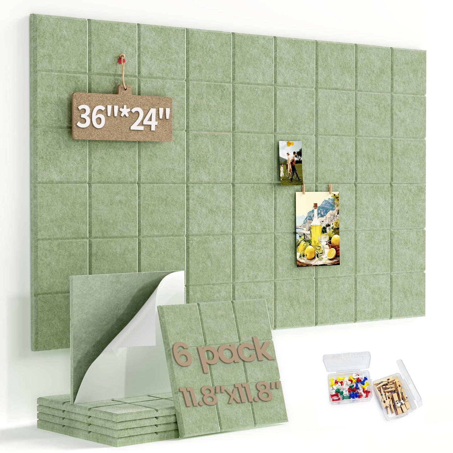 Large Felt Bulletin Board for Walls: 6-Pack Black Cork Board Alternative 11.8x11.8 Inch Peel and Stick Pin Board Wall Decor for Home Organization, Office Memo Board, Self-Adhesive Wall Tiles