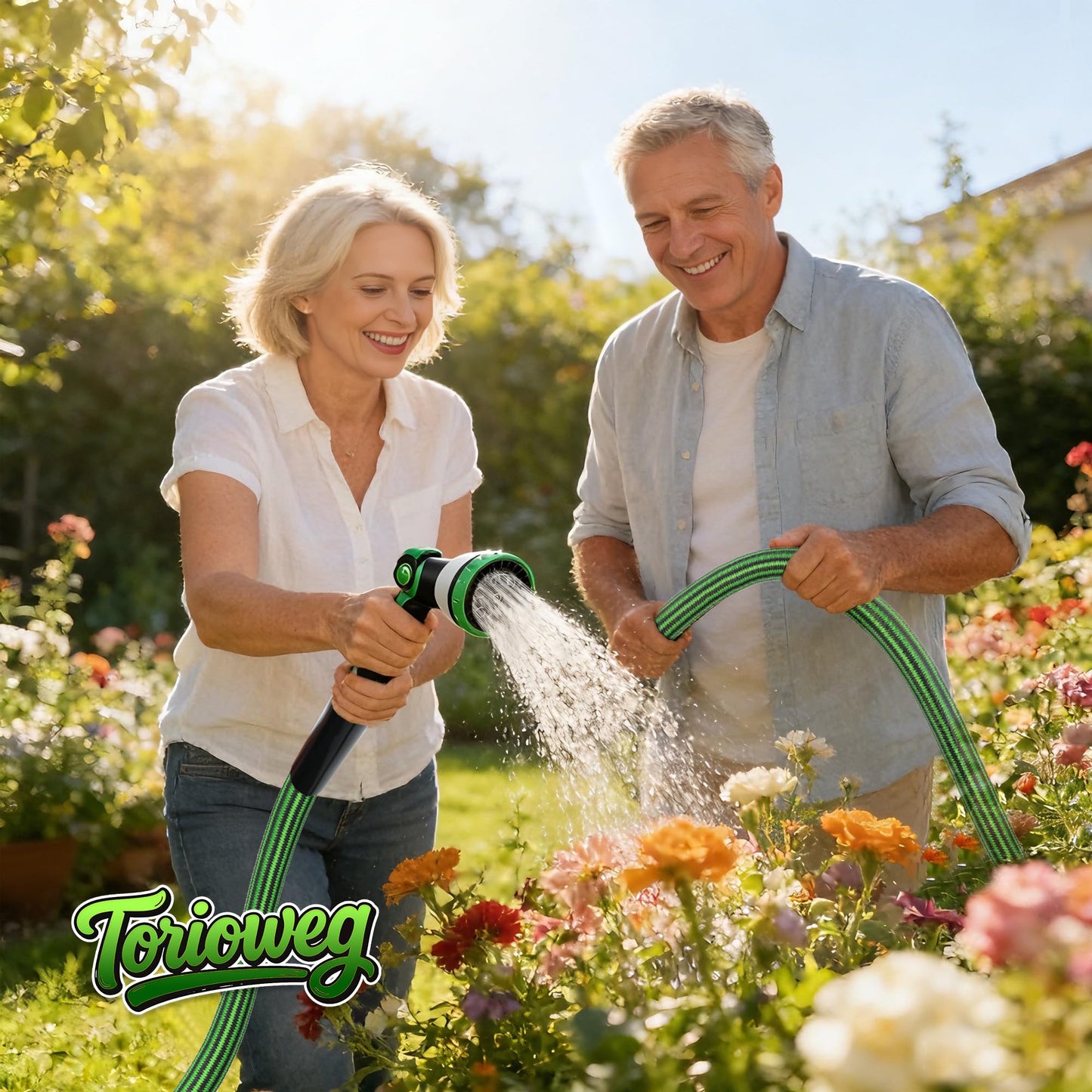 Torioweg Garden Hose 25 FT-Triple-layer pipe, Heavy Duty Water Hose with solid Aluminum Fittings, Ultra-Lightweight and Flexible, Abrasion-Resistant, Rust-Resistant,Watering and Cleaning for Outdoor