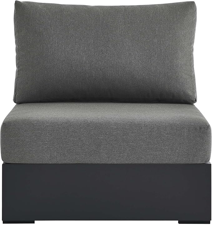 Modway Tahoe Aluminum Armless Patio Gray Charcoal Modular Weather-Resistant