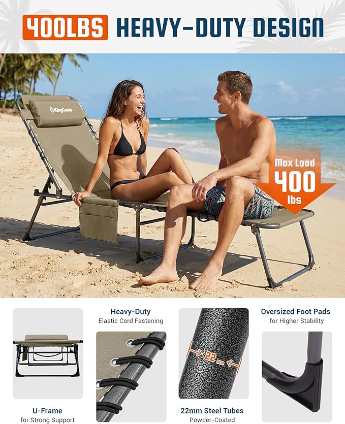 KingCamp Lounge Chair Outdoor, 400LBS Tanning Chairs