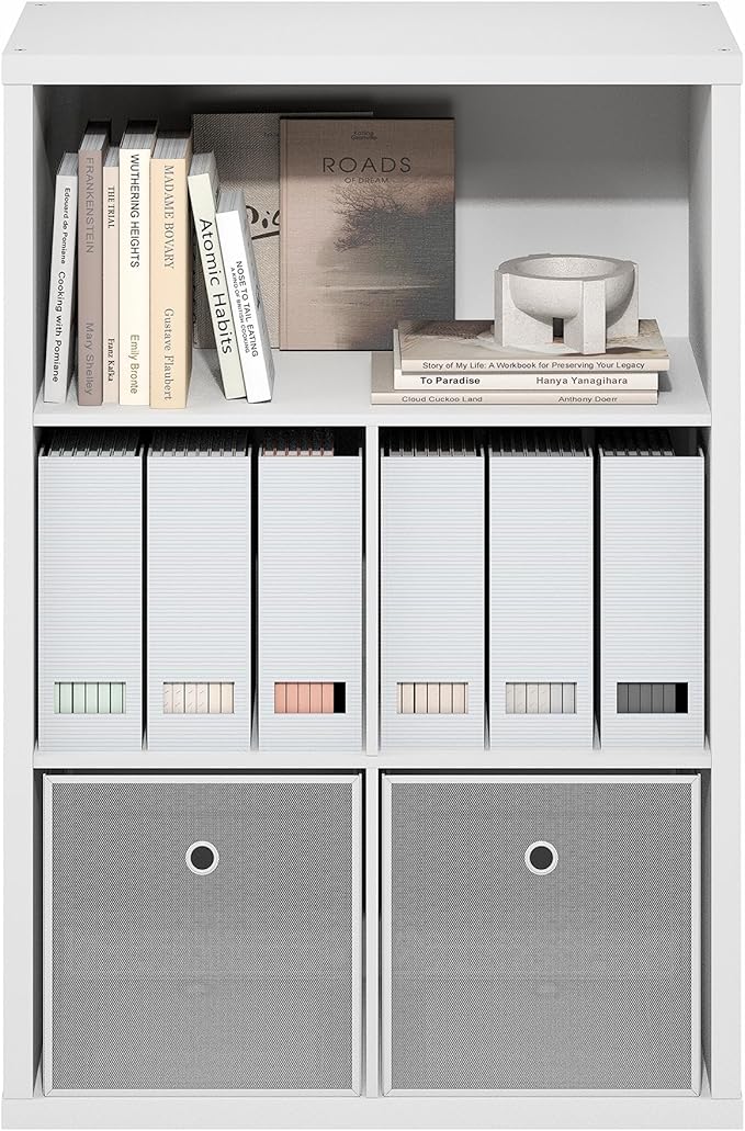 Furinno Cubicle Book Shelf, 5-Cube Bookshelf, Extra Thick Frame Cube Storage